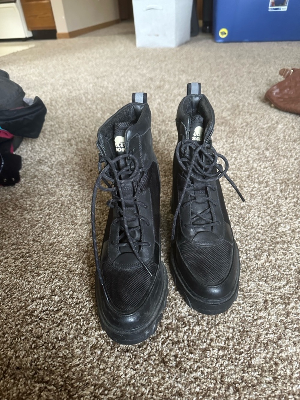 Sorel Black Women's Heeled Lace-Up Boots